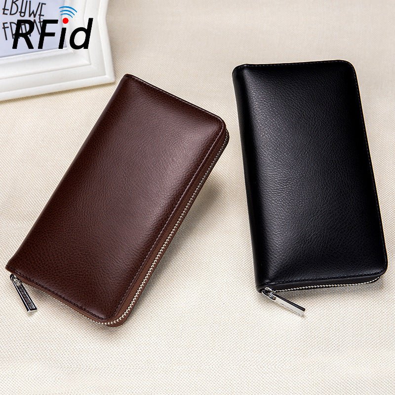 Rfid Many Departments Men Wallet Cow Genuine Leather 36 Slots Card Holder Cell Phone Pocket Male Wallets Clutch Man Long Purse - Krosscanada