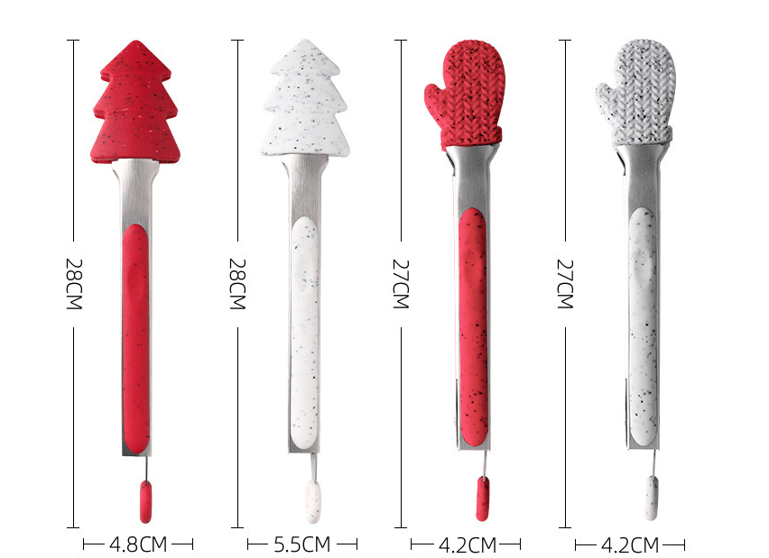 Silicone Christmas Kitchen Tong Bread Food BBQ Clip Locking Cute Food Tong Serving Tong For Cooking Kitchen Accessories - Krosscanada