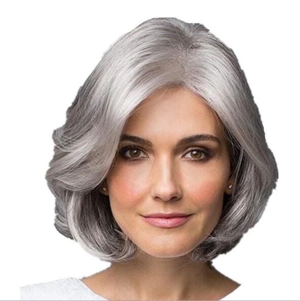 Silver gray short curly hair fluffy realistic bobo head short hair - Krosscanada