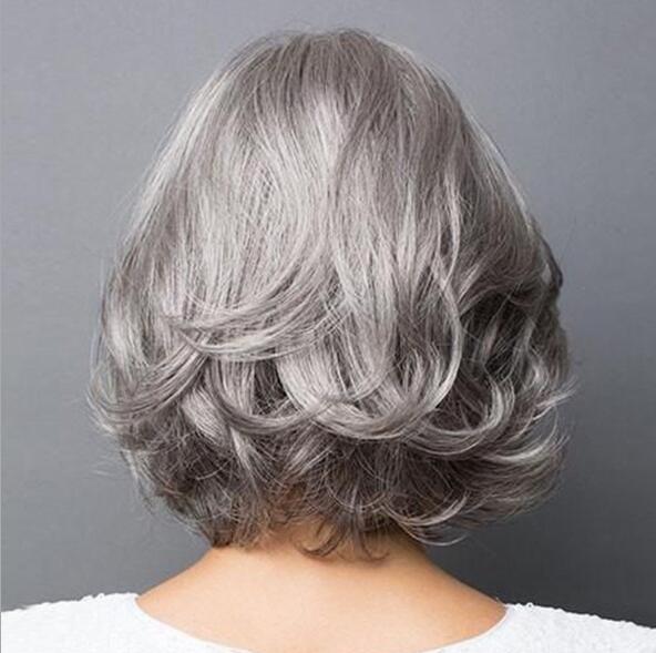 Silver gray short curly hair fluffy realistic bobo head short hair - Krosscanada