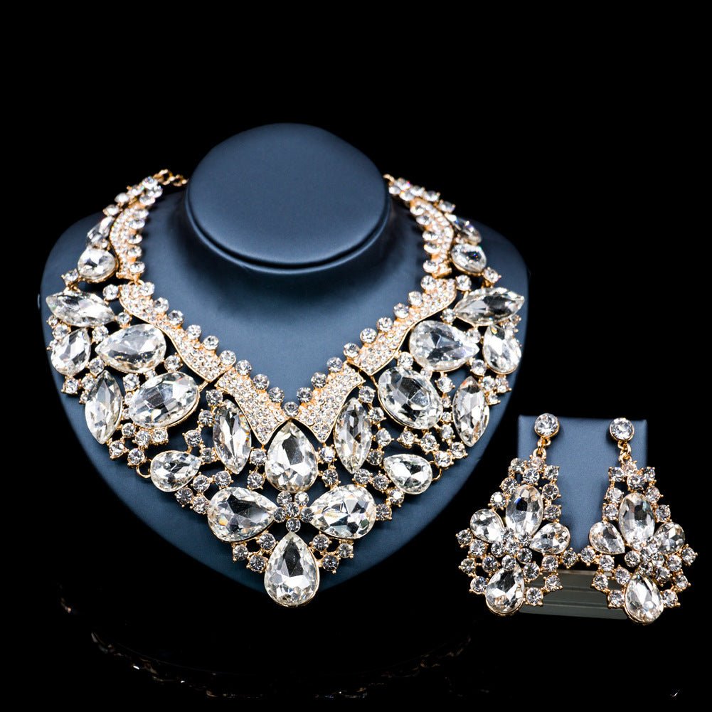 Stained Glass Rhinestone Bridal Necklace and Earring Set - Krosscanada