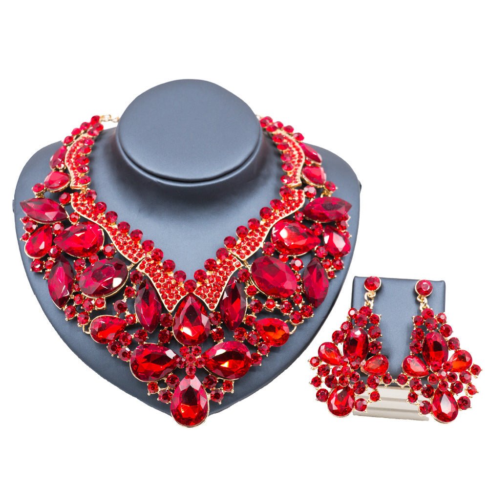 Stained Glass Rhinestone Bridal Necklace and Earring Set - Krosscanada