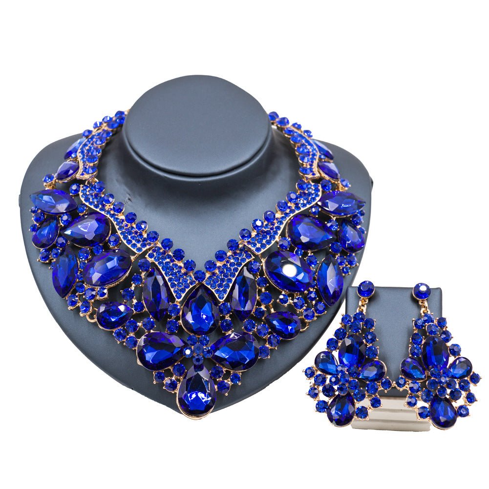 Stained Glass Rhinestone Bridal Necklace and Earring Set - Krosscanada