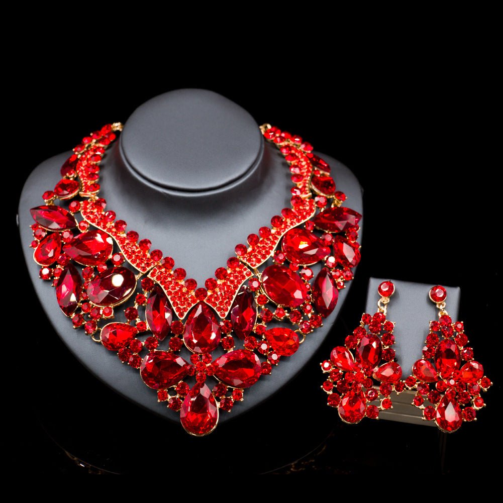 Stained Glass Rhinestone Bridal Necklace and Earring Set - Krosscanada
