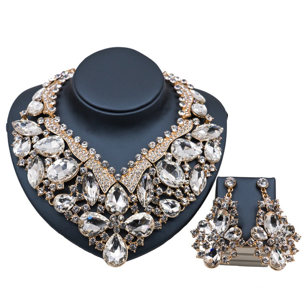 Stained Glass Rhinestone Bridal Necklace and Earring Set - Krosscanada
