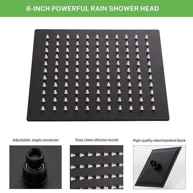 Stainless Steel Square Black Shower Head - Krosscanada