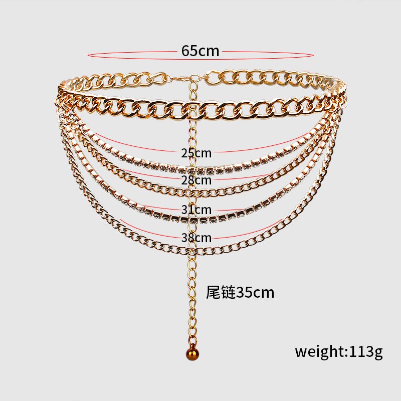 Summer Jewelry Hot Pants Chain Multilayer Chain Gold Fashion Jeans Hip Hop Punk Street Shooting Accessories Waist Chain Women - Krosscanada