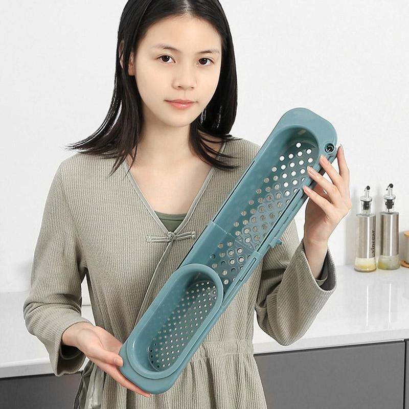 Telescopic Sink Rack Soap Sponge Holder Kitchen Sinks Organizer Adjustable Sinks Drainer Rack Storage Basket Kitchen Accessories - Krosscanada