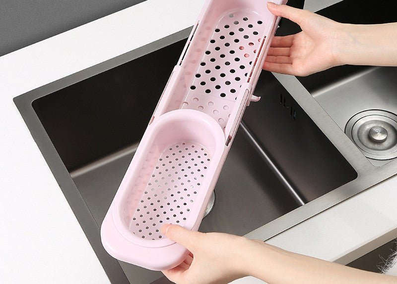 Telescopic Sink Rack Soap Sponge Holder Kitchen Sinks Organizer Adjustable Sinks Drainer Rack Storage Basket Kitchen Accessories - Krosscanada