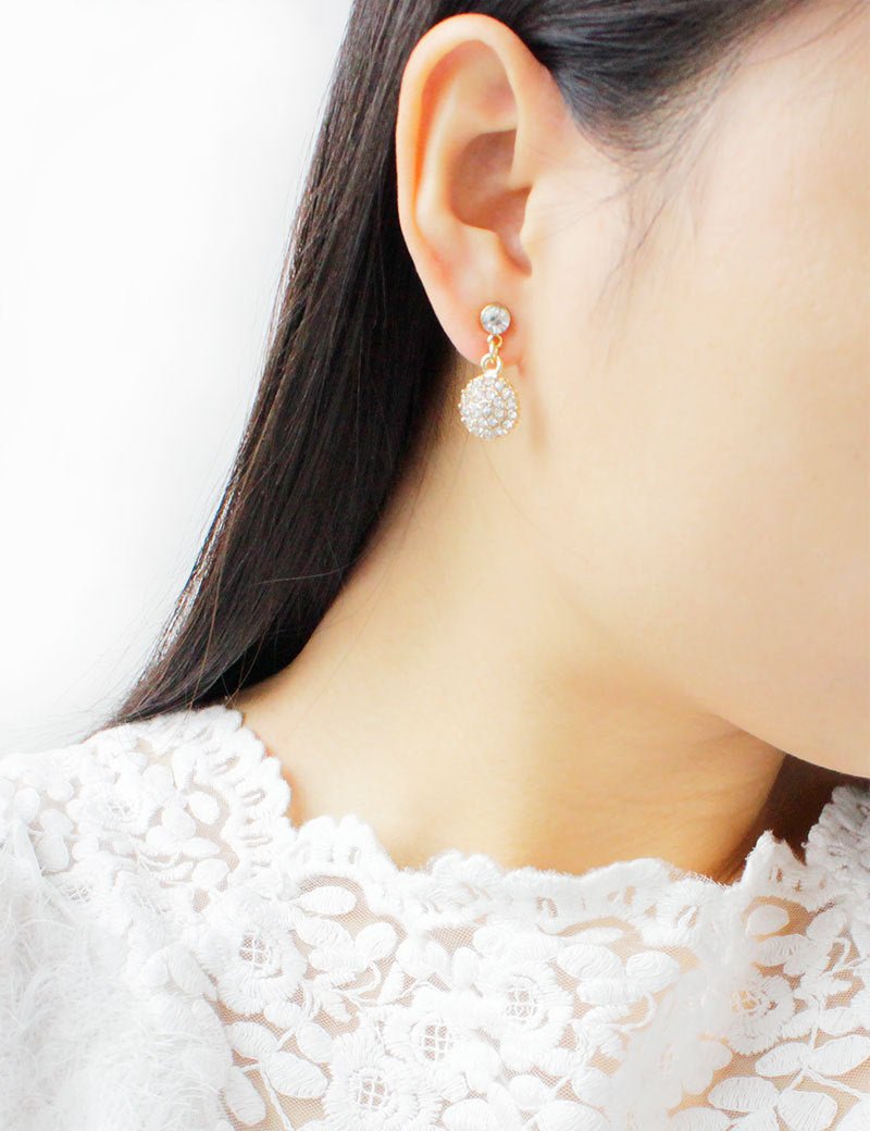 The bride jewelry two piece Necklace Earrings Set Round Diamond Jewelry Set Gold Jewellery Set - Krosscanada