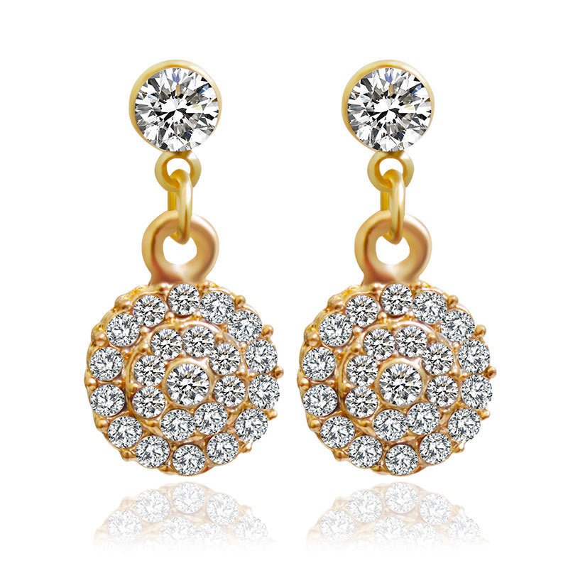 The bride jewelry two piece Necklace Earrings Set Round Diamond Jewelry Set Gold Jewellery Set - Krosscanada