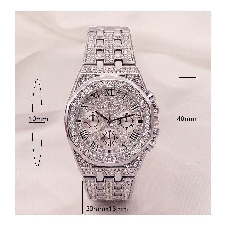 Three - eye Diamond Gypsophila Quartz Watch - Krosscanada