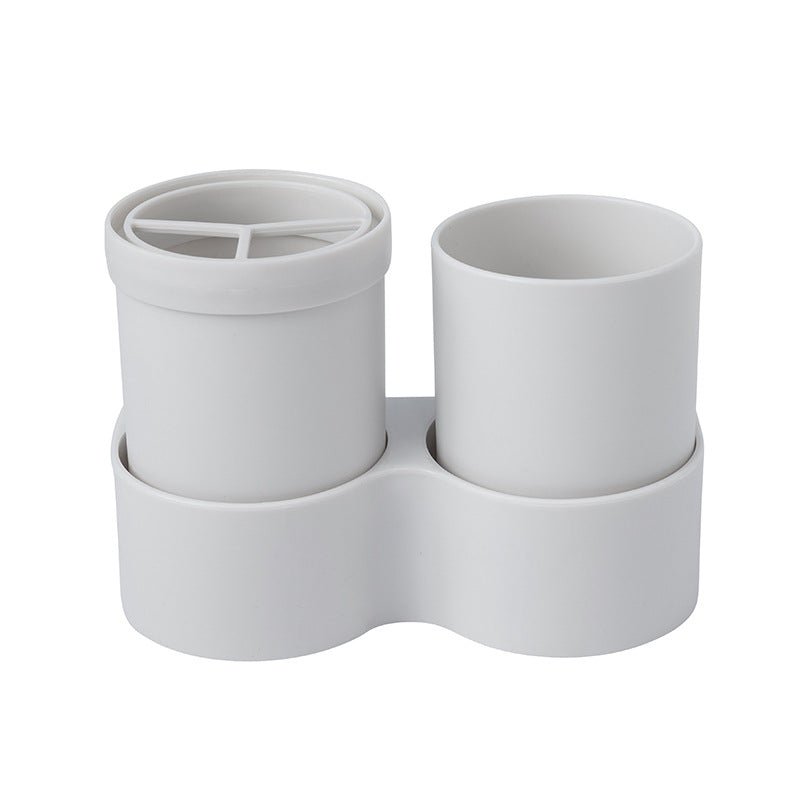 Toothbrush Rack Double Cup Wall Suction Toiletry Set - Krosscanada