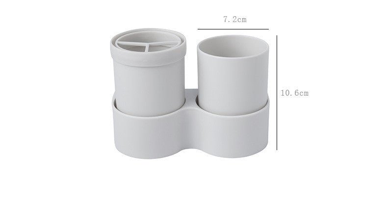 Toothbrush Rack Double Cup Wall Suction Toiletry Set - Krosscanada