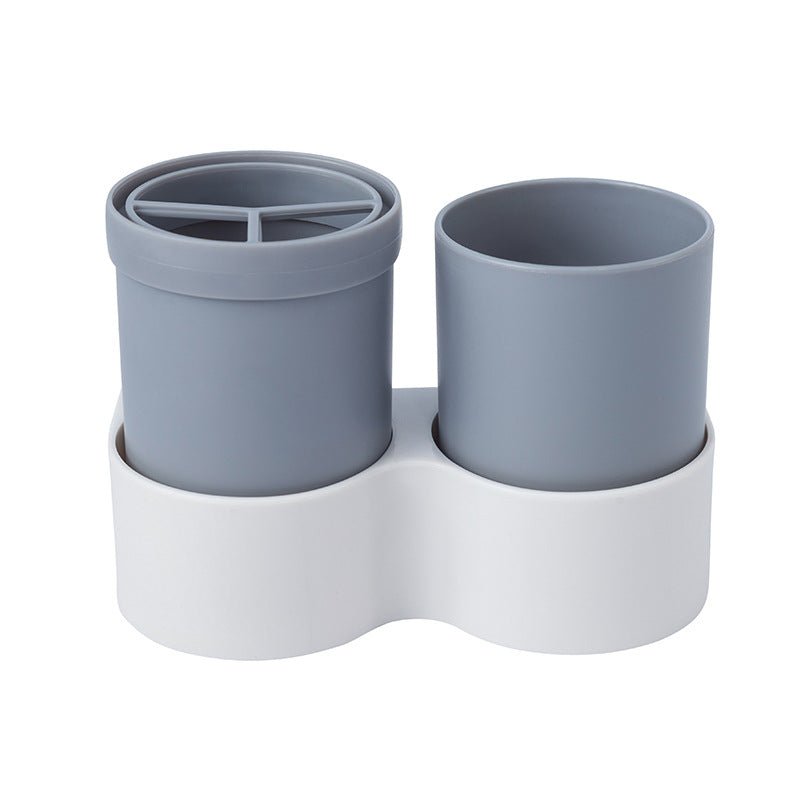 Toothbrush Rack Double Cup Wall Suction Toiletry Set - Krosscanada
