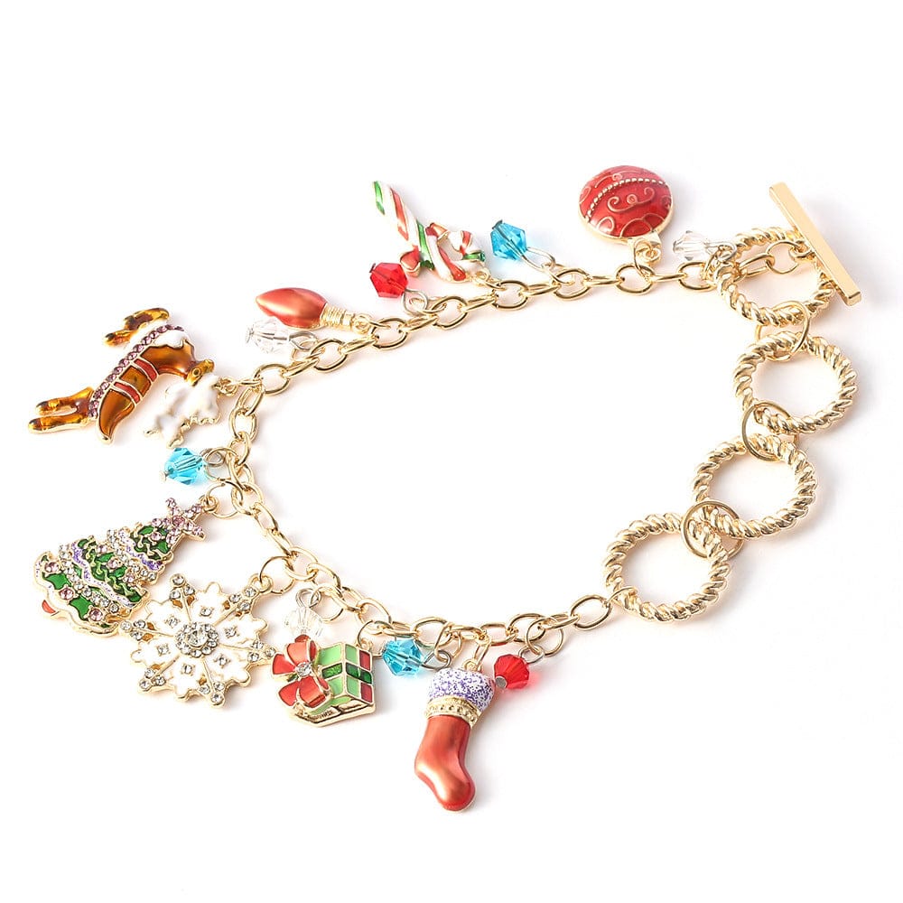 Trendy Christmas Bracelets Chain Elk Snowman Snowflake Bracelet For Daughter Bell Socks Santa Bracelets Christmas Gifts - Krosscanada