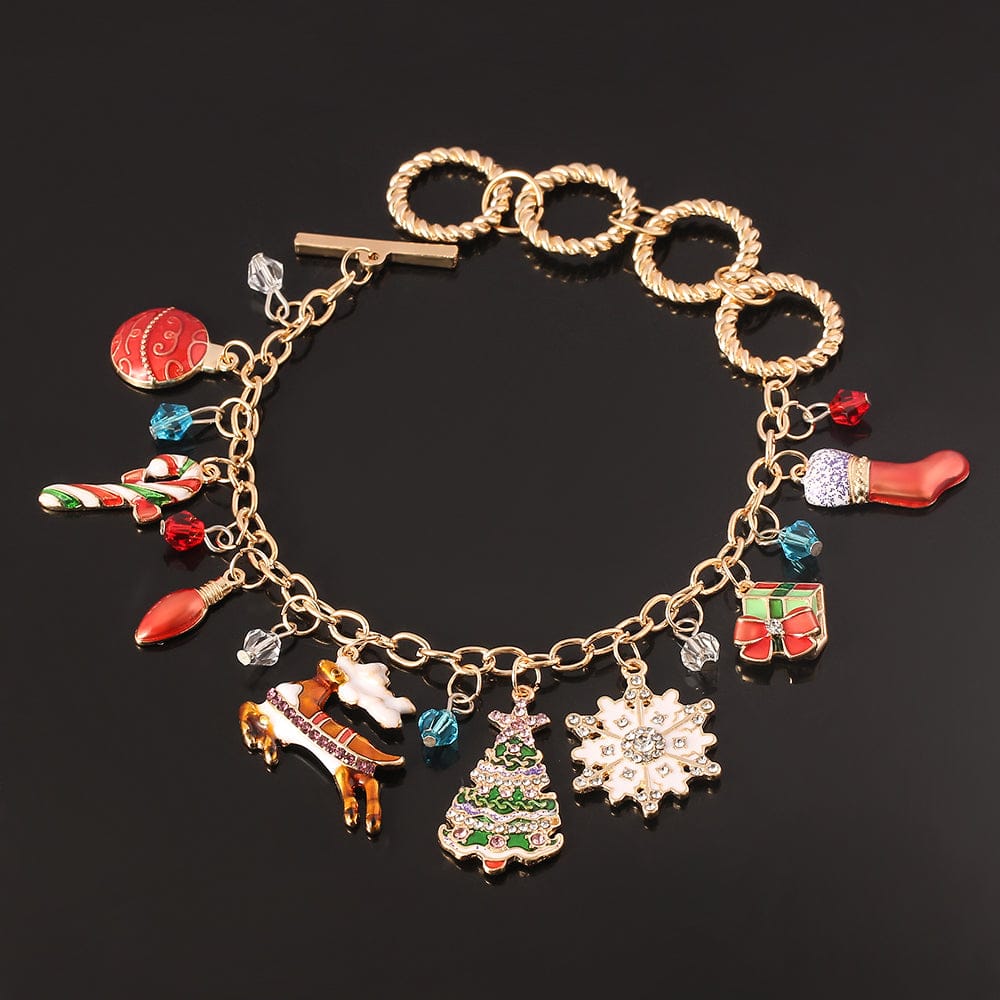 Trendy Christmas Bracelets Chain Elk Snowman Snowflake Bracelet For Daughter Bell Socks Santa Bracelets Christmas Gifts - Krosscanada
