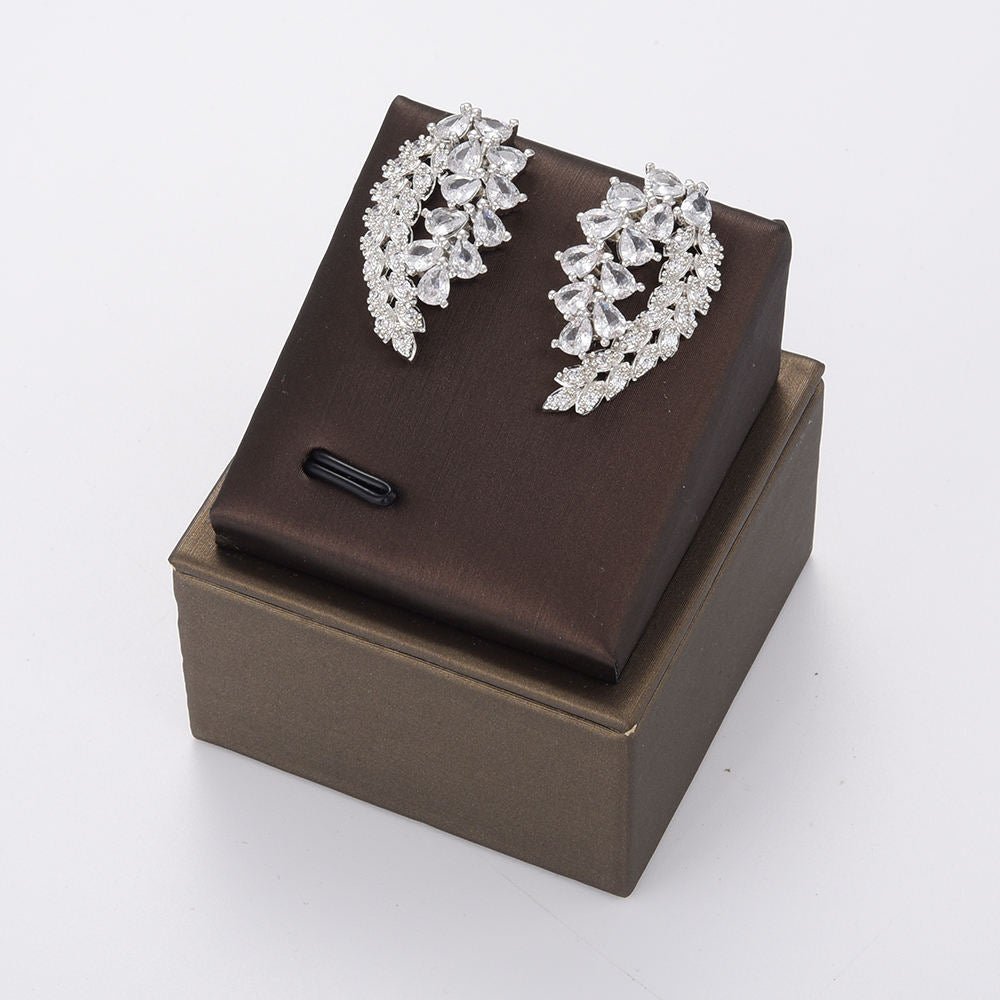 Trendy Women Jewelry Set Pear Cut Zircon Full Jewelry Set Bridal Silver Plated Jewelry Set - Krosscanada