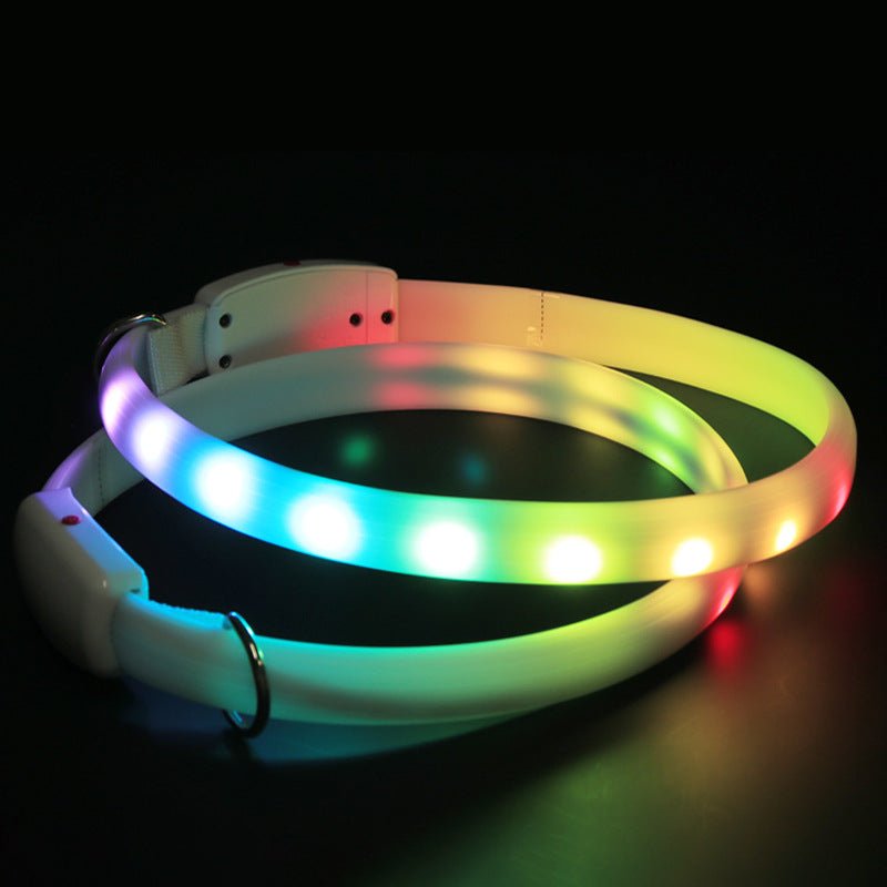 USB Rechargeable Pet Dog LED Glowing Collar Pet Luminous Flashing Necklace Outdoor Walking Dog Night Safety Collar - Krosscanada