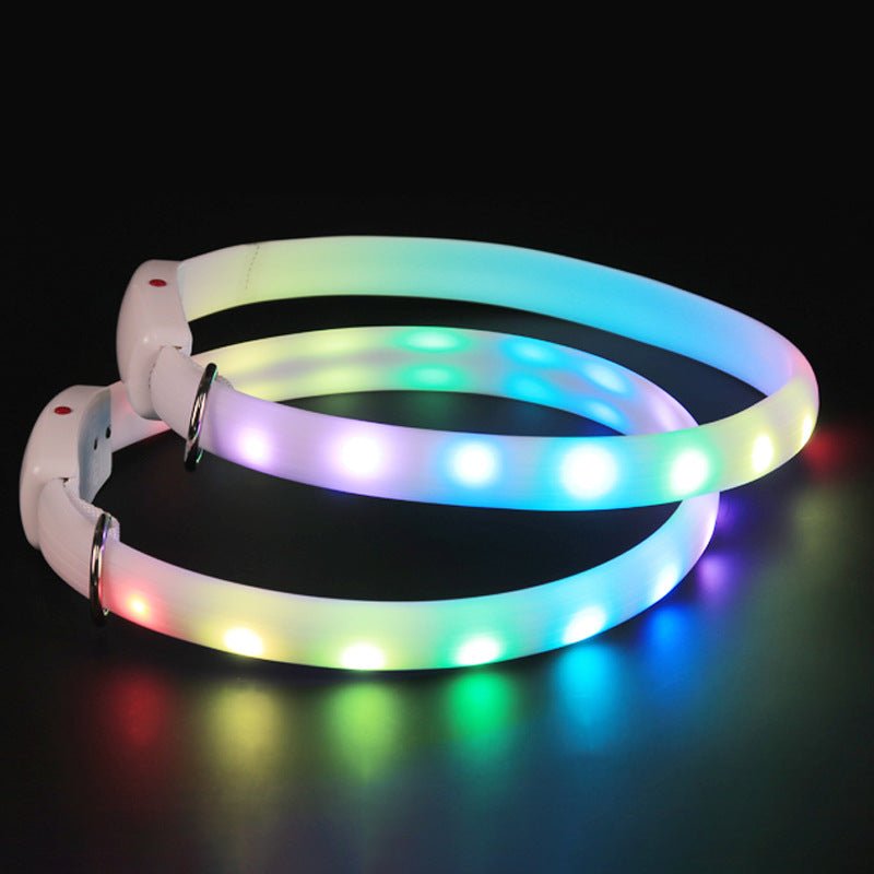 USB Rechargeable Pet Dog LED Glowing Collar Pet Luminous Flashing Necklace Outdoor Walking Dog Night Safety Collar - Krosscanada