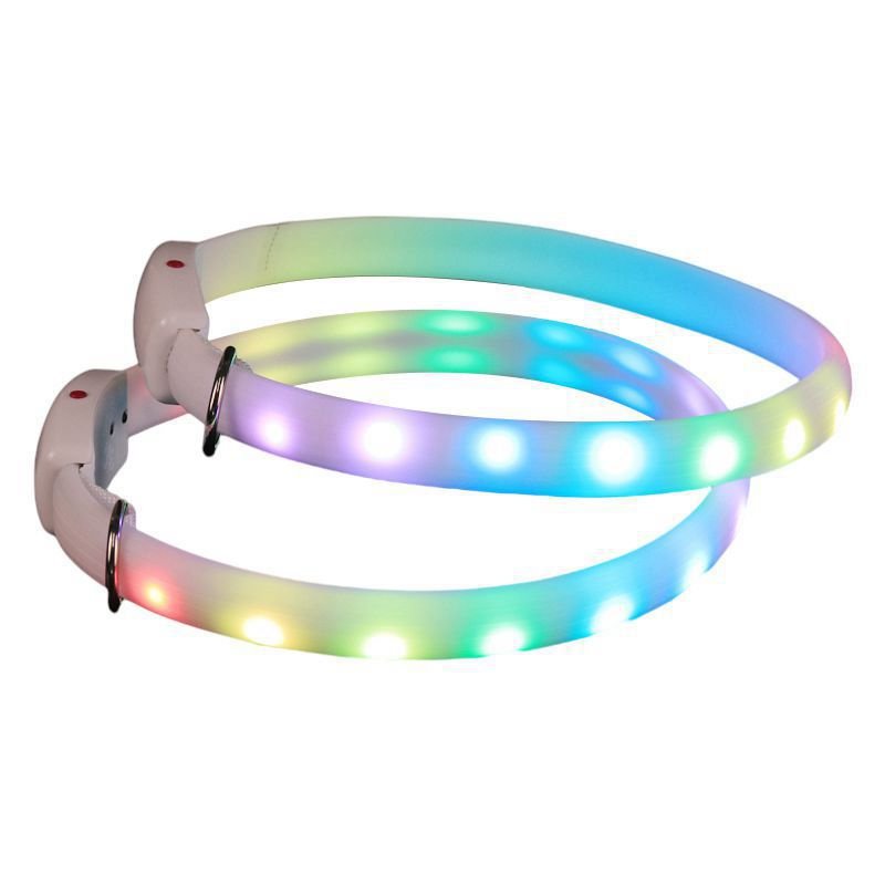 USB Rechargeable Pet Dog LED Glowing Collar Pet Luminous Flashing Necklace Outdoor Walking Dog Night Safety Collar - Krosscanada