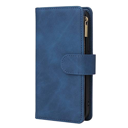 Wallet Case Compatible with iPhone 12/12 Pro (6.1 inch), Premium PU Leather Zipper Flip Folio Wallet with Wrist Strap Magnetic Closure Built - in Kickstand Protective Case - Black - Krosscanada