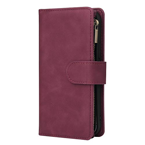Wallet Case Compatible with iPhone 12/12 Pro (6.1 inch), Premium PU Leather Zipper Flip Folio Wallet with Wrist Strap Magnetic Closure Built - in Kickstand Protective Case - Black - Krosscanada