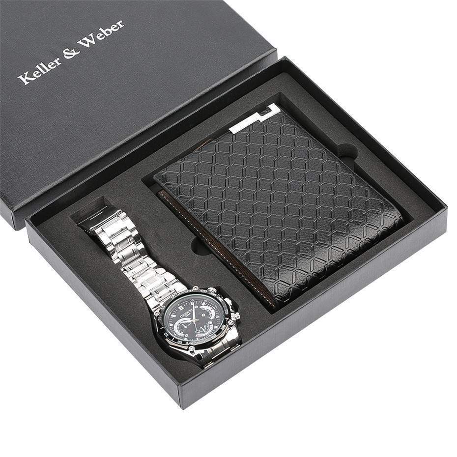 Watch Men's Wallet Fashion Birthday Gift Men's Quartz Watch Wallet - Krosscanada
