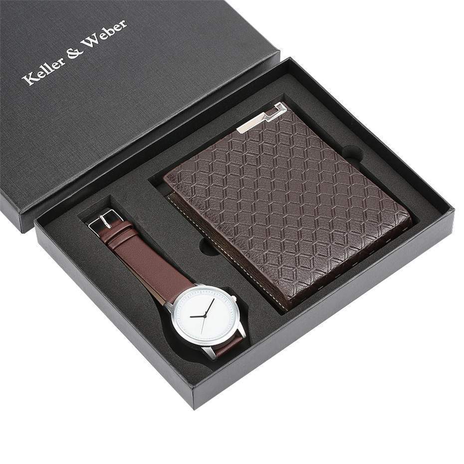 Watch Men's Wallet Fashion Birthday Gift Men's Quartz Watch Wallet - Krosscanada