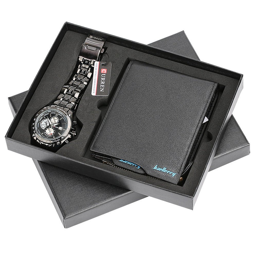 Watch Men's Wallet Fashion Birthday Gift Men's Quartz Watch Wallet - Krosscanada