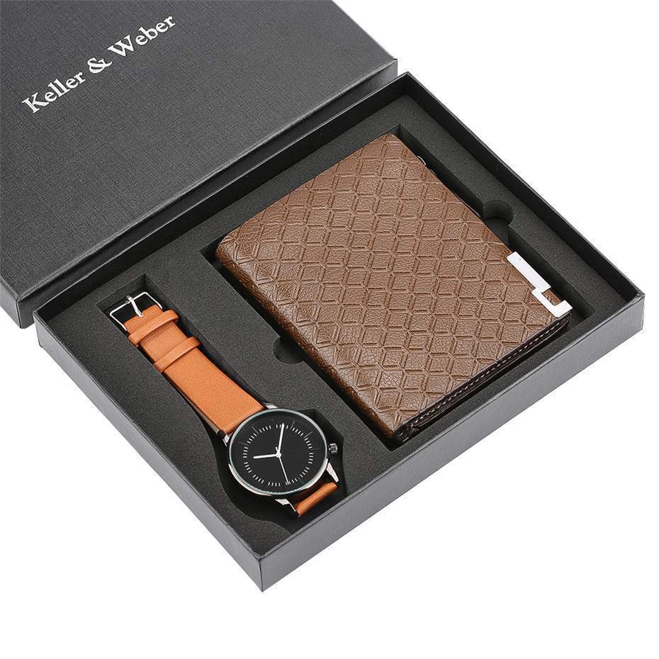 Watch Men's Wallet Fashion Birthday Gift Men's Quartz Watch Wallet - Krosscanada