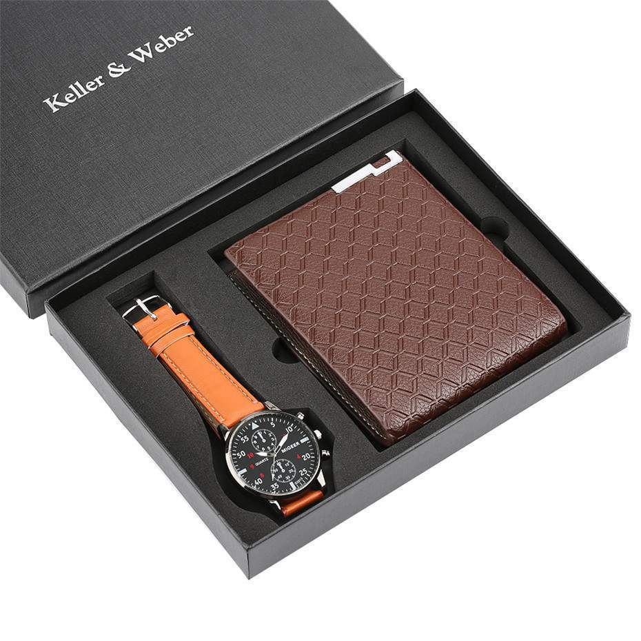 Watch Men's Wallet Fashion Birthday Gift Men's Quartz Watch Wallet - Krosscanada