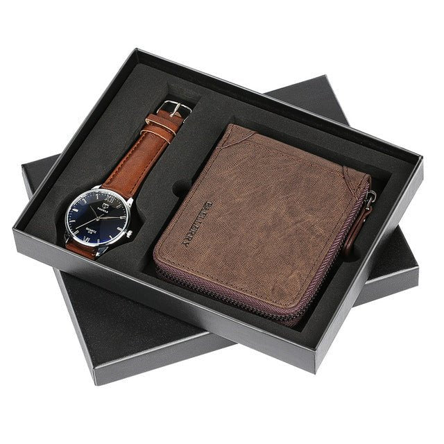 Watch Men's Wallet Fashion Birthday Gift Men's Quartz Watch Wallet - Krosscanada