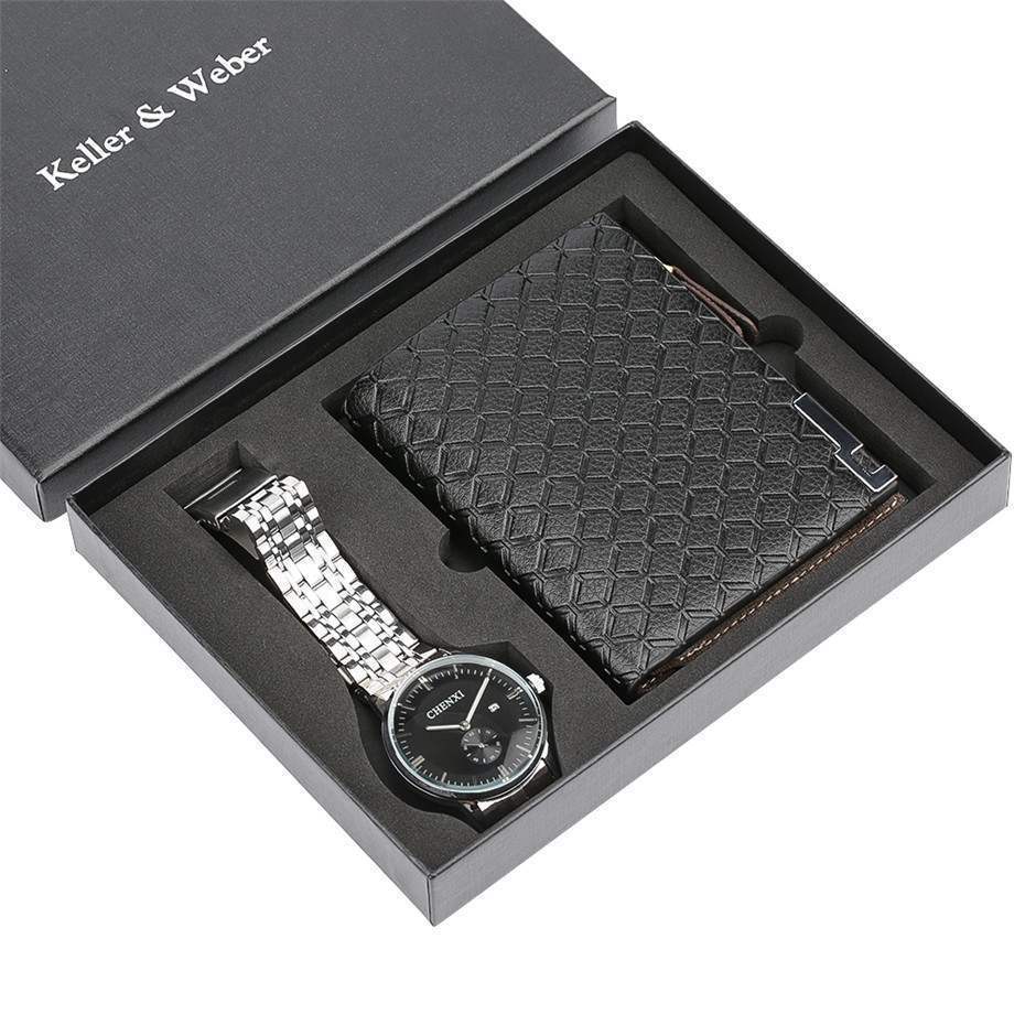 Watch Men's Wallet Fashion Birthday Gift Men's Quartz Watch Wallet - Krosscanada