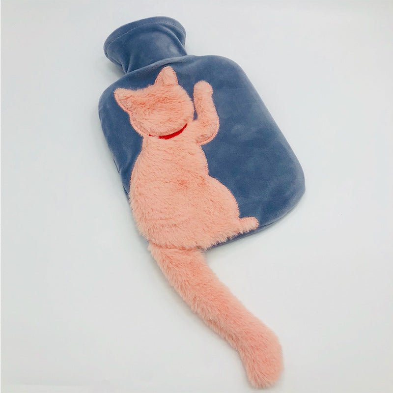 Water - filled PVC Imitation Rabbit Plush Cute Cat Hot Water Bottle - Krosscanada