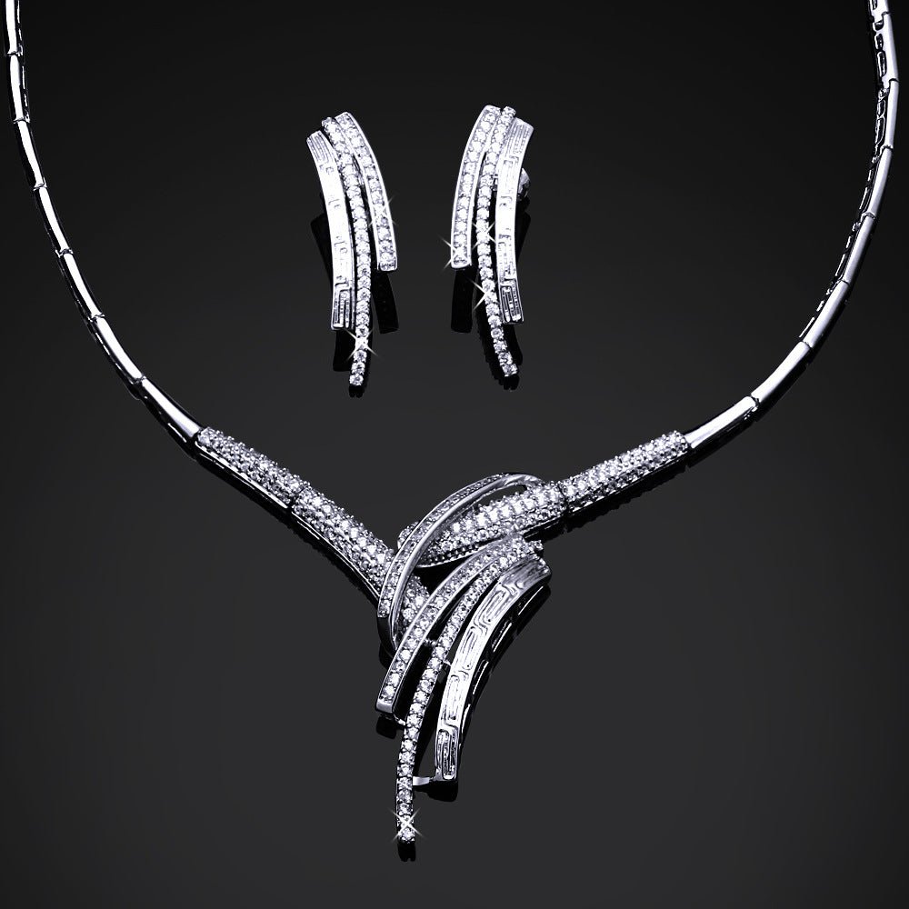 Wholesale wholesale of zircon water drop set, wedding jewelry accessories, set chain, bridal jewelry two sets - Krosscanada