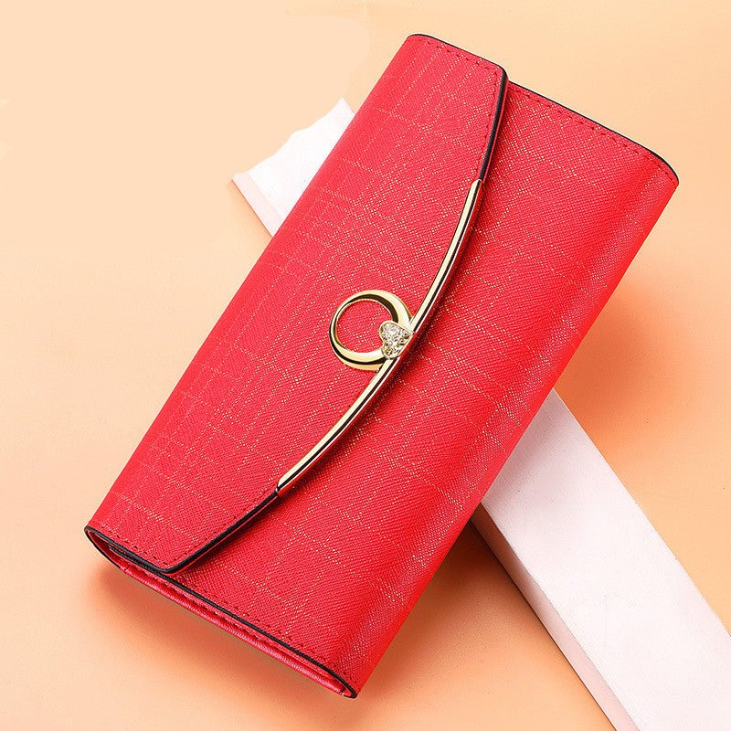 Women's Wallet Leather Tri - Fold Wallet Long Wallet Large Capacity Clutch - Krosscanada