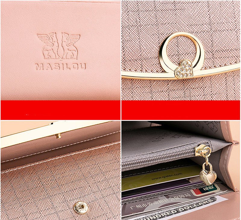 Women's Wallet Leather Tri - Fold Wallet Long Wallet Large Capacity Clutch - Krosscanada