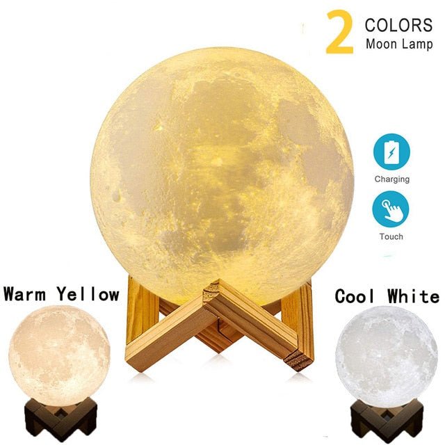 ZK20 Dropshipping USB Rechargeable 3D Print Moon Lamp Night Light Creative Home Decor Globe Bedroom Lover Children Gift - Krosscanada