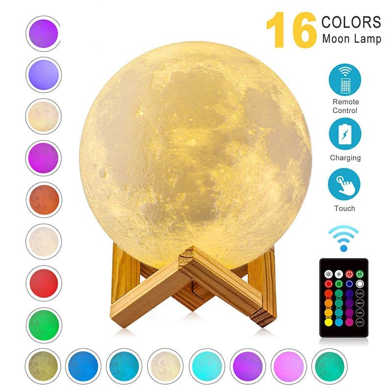 ZK20 Dropshipping USB Rechargeable 3D Print Moon Lamp Night Light Creative Home Decor Globe Bedroom Lover Children Gift - Krosscanada