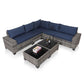 7 - Piece Outdoor Patio Furniture Sets, All - Weather Wicker Rattan Sectional Sofa, Modern Two Glass Coffee Table And Washable Seat Cushion - Krosscanada