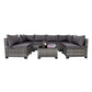 7 Pieces Outdoor Rattan Patio Sectional Set, Black Wicker Furniture Conversation Sets With Washable Cushions & Glass Coffee Table For Garden, Poolside, Backyard - Krosscanada