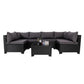 7 Pieces Outdoor Rattan Patio Sectional Set, Black Wicker Furniture Conversation Sets With Washable Cushions & Glass Coffee Table For Garden, Poolside, Backyard - Krosscanada