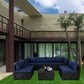7 Pieces Outdoor Rattan Patio Sectional Set, Black Wicker Furniture Conversation Sets With Washable Cushions & Glass Coffee Table For Garden, Poolside, Backyard - Krosscanada
