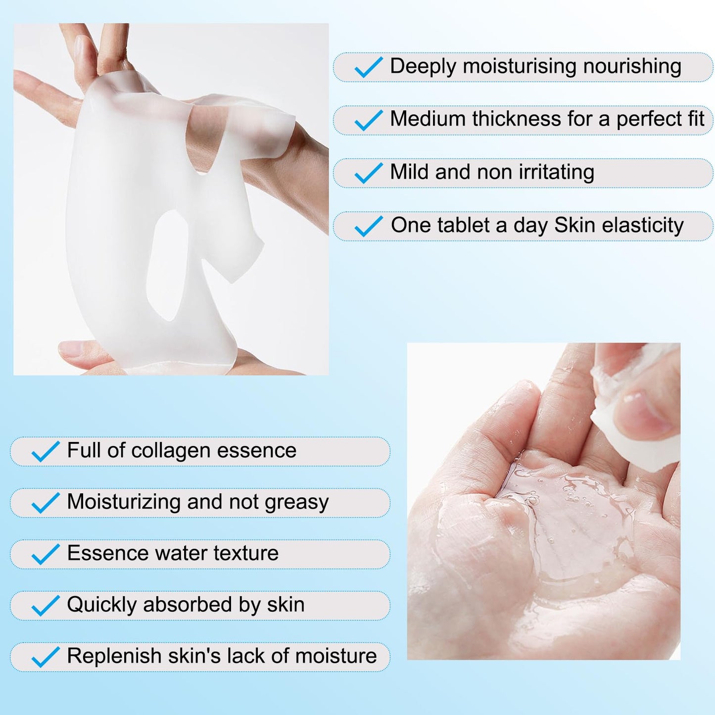 Collagen Face Mask - Hydrating Overnight Collagen Face Mask Deep Collagen Anti Wrinkle Lifting Mask - Pure Collagen Films for Improve Elasticity Firming And Moisturizing (4 pcs/1 Box) - Krosscanada