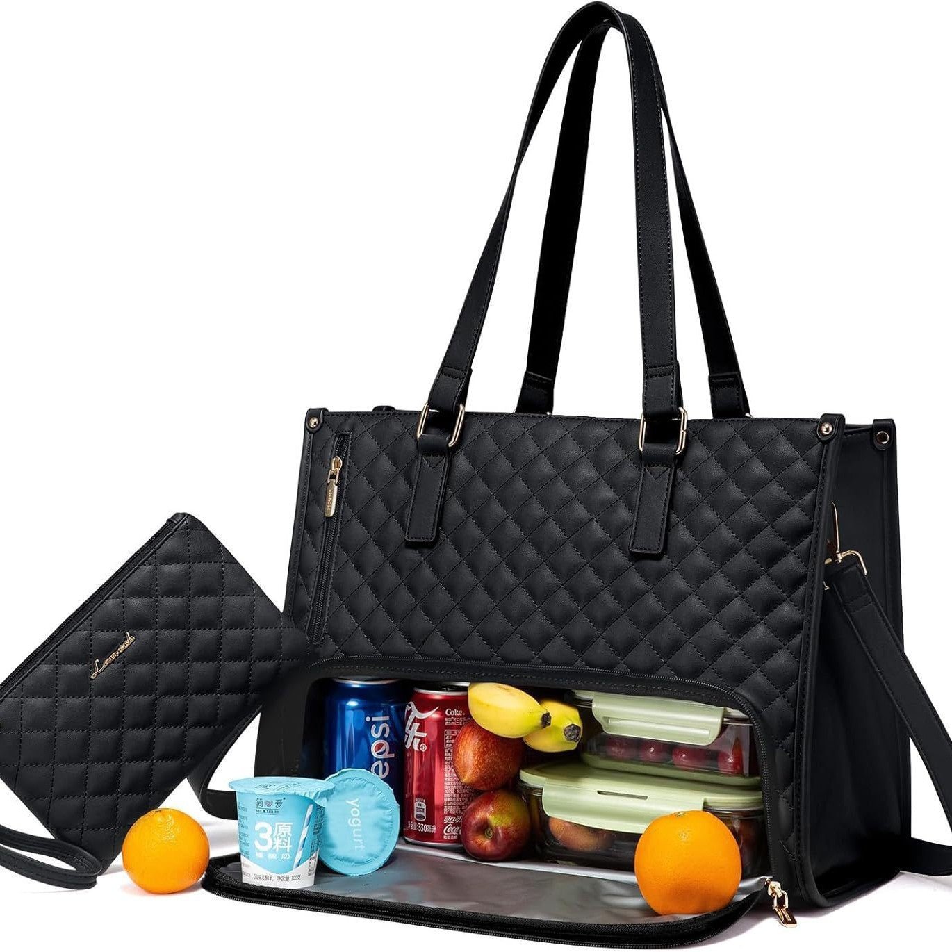 Convenient Commute New Lunch Bag Women's Insulated Lunch Box Women's Leak - proof Large Purse Diagonal Computer Storage - Krosscanada