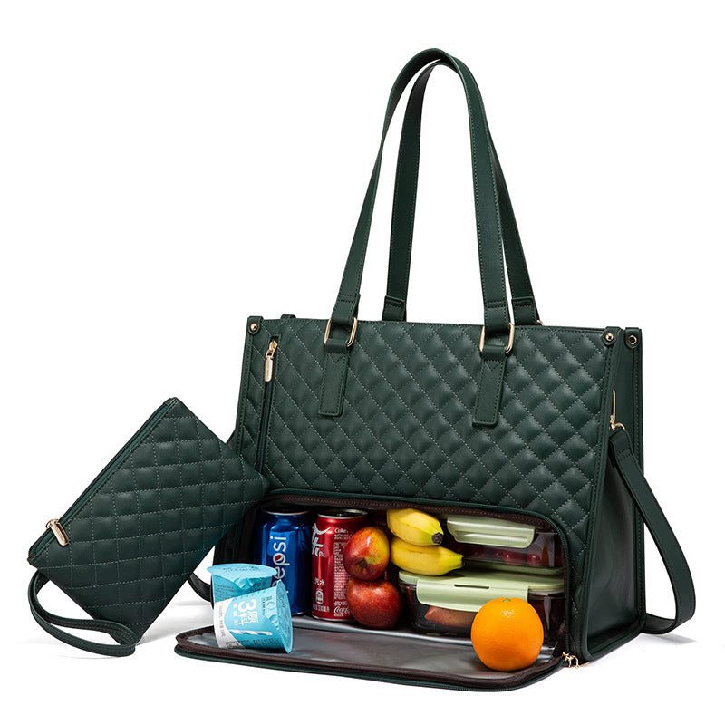 Convenient Commute New Lunch Bag Women's Insulated Lunch Box Women's Leak - proof Large Purse Diagonal Computer Storage - Krosscanada