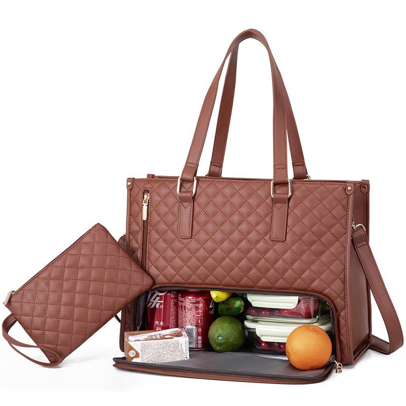 Convenient Commute New Lunch Bag Women's Insulated Lunch Box Women's Leak - proof Large Purse Diagonal Computer Storage - Krosscanada