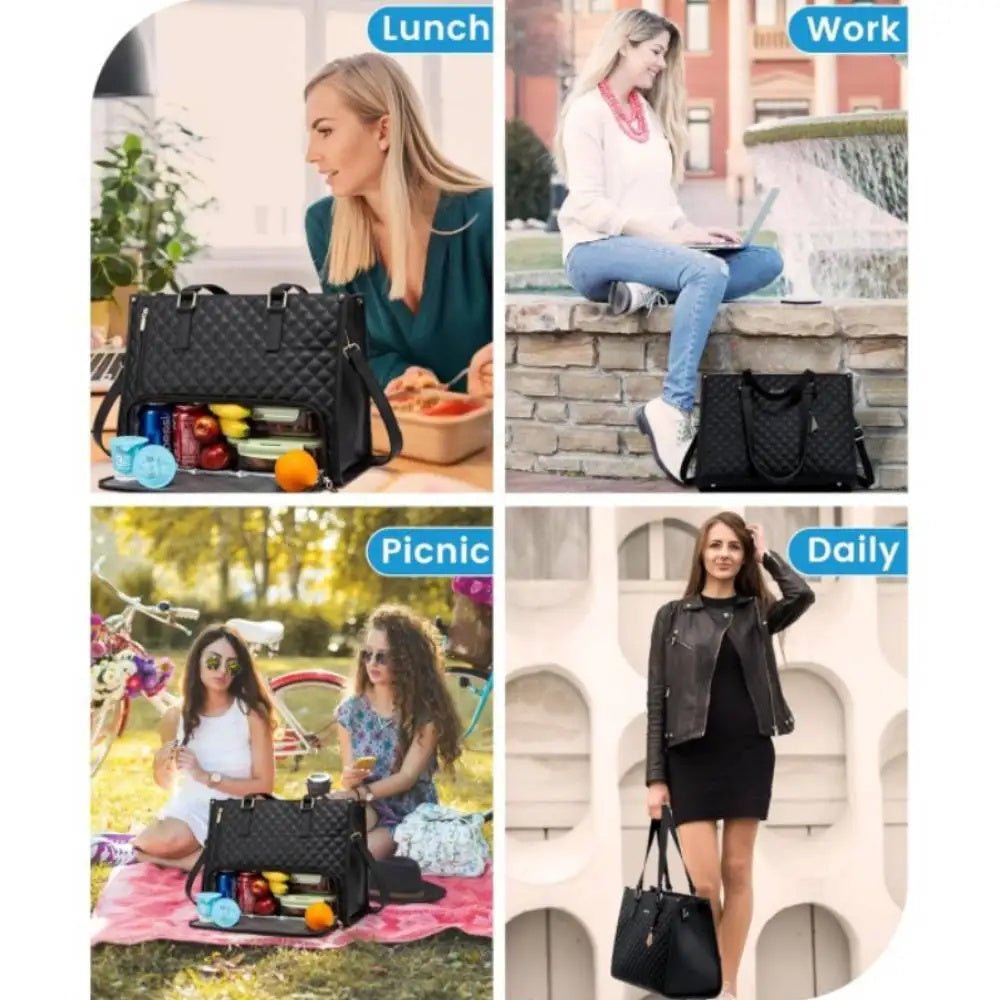 Convenient Commute New Lunch Bag Women's Insulated Lunch Box Women's Leak - proof Large Purse Diagonal Computer Storage - Krosscanada
