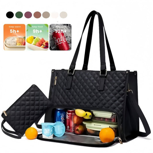 Convenient Commute New Lunch Bag Women's Insulated Lunch Box Women's Leak - proof Large Purse Diagonal Computer Storage - Krosscanada
